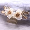 CASOLVX Bridal Hair Comb Floral Hair Piece Hair Comb Gold Leaf Wedding Hair Accessories for Brides Bridesmaids and Women