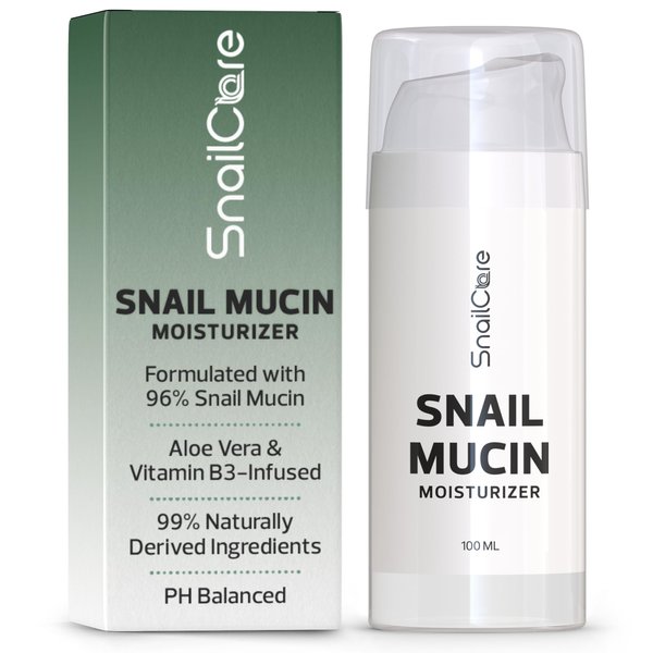 Snail Mucin 96% Moisturizer with Niacinamide and Aloe, Advanced Hydrating Cream, 99% Naturally Derived Ingredients, Safe Gentle PH Balanced Serum for Face, 100ml Air Pump, Korean Skin Care