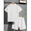 Verdusa Boy's 2 Piece Outfit Button Down Shirt and Elastic Waist Short Sets White 160