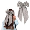 2 Pcs Silky Satin Hair Bows, Big Hair Bows Hair Ribbon Bow with Long Tail Satin Ribbon Satin Bow Hair Clips Hair Bow Accessories, Gray