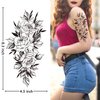 Cerlaza 16 Sheets Temporary Tattoos for Women Adults, Fake Flower Tatuajes Temporales Semi Permanent Half Arm Sleeve Tattoos, Long Lasting Realistic Flower Leg makeup Waterproof Tattoos Stickers
