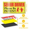 4 Pieces Reflective Elderly Driver Magnet for Car Driver Car Magnets Old People Gag Gifts Please Be Patient Yellow Elderly Car Magnet Sign Magnetic Bumper Sticker for Grandma and Grandpa