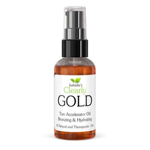 Isabella's Clearly Natural Tanning Oil with Bronzer, 100% Plant Based, Moisturizing Sun Tan Accelerator Body Oil for Healthy Glow, Olive, Carrot Seed, Coconut, 2 Oz