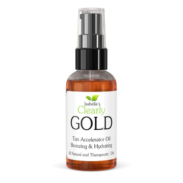 Isabella's Clearly Natural Tanning Oil with Bronzer, 100% Plant Based, Moisturizing Sun Tan Accelerator Body Oil for Healthy Glow, Olive, Carrot Seed, Coconut, 2 Oz