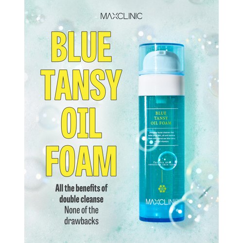MAXCLINIC [K-Beauty] Blue Tansy Cleansing Oil to Foam | Daily Face Wash Oil Based Cleanser to Foam | Korean Oil Foaming Face Cleanser | Hydrating Facial Cleanser for Dry Sensitive Skin (3.72 fl oz)