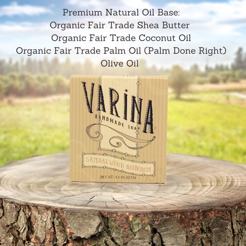 Varina Natural Sandalwood Bourbon Bar Soap - Gentle Cleansing for Sensitive Skin, Experience Healthy and Glowing Skin (Sandalwood Bourbon, 3 Pack)