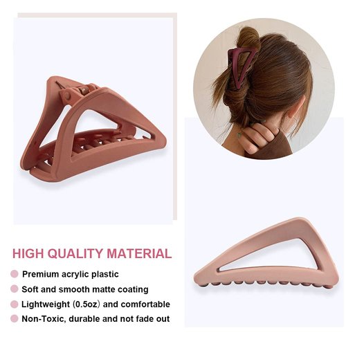 Medium Hair Clips for Women Girls Fine Hair, Nonslip French Hair Claw Clips for Thin/Medium Thick Hair, Strong Hold Matte Hair Jaw Clips Triangle Hair Claws Hair Clamps with Gift Box (Pastel Color)