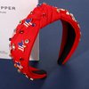 4th of July Headbands for Women, 4th of July Accessories, American Flag Patriotic Headbands, Rhinestone Pearl Knotted Headbands Beads Embellished Jeweled Headbands Holiday Gifts (Star B - Red)
