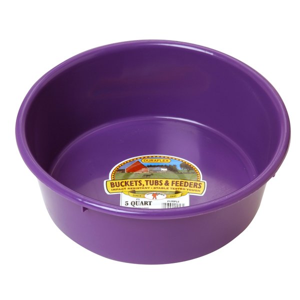 Little Giant® Plastic Utility Pan | Feed Pan | Durable & Versatile Livestock Feeding Bucket | Made in USA | 5 Quart | Purple