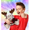 DolliBu Super Soft Plush Red Plaid Outfit Moose - Soft Huggable Wild Life Moose, Adorable Playtime Zoo Moose Plush with Clothes, Cute Wildlife Cuddle Gift Super Soft Plush Doll Toy For Kids - 9 Inches