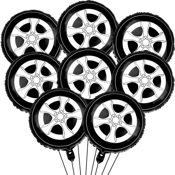 8 Pcs Tire Balloons Race Car Balloons Wheel Balloons Race Car Hot Wheels Birthday Party Supplies 18 Inch Foil Balloons Car Themed Party Decorations