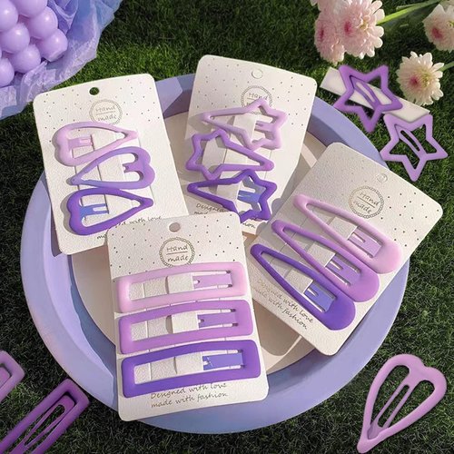 15 PCS Snap Hair Clips Star Hair Clips No Slip Metal Hair Clip Barrettes Hairpins for Girls Geometric Pattern Cute Hair Clips（Purple）