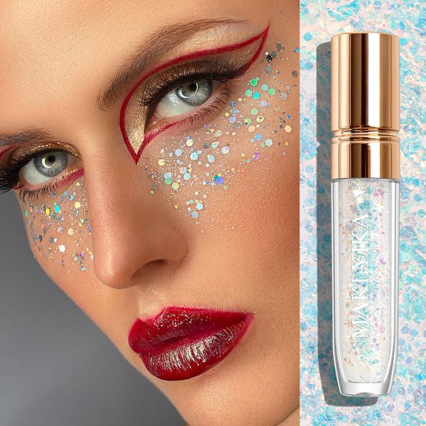 Body Glitter Rave Accessories, Face Glitter Makeup Mermaid Sequins for Eye Hair, Singer Concerts Party Festival Sparkling Chunky Glitter for Women Kids (White Body Glitter)