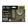 Vallejo Acrylicos Wheels & Tracks, Model Air Paint Set, 1/2 Fl. Oz. Bottles, 6 Colors, 0.57 Fl Oz (Pack of 6), Black