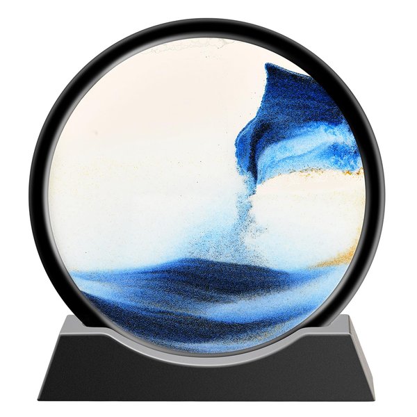 ABITOTIBA Sand Art Picture 3D Round Glass Sand Picture Hourglass Art Toys Activity Relaxing Desk Toys
