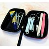 AGOZ 4.25" x 2.75 x 1.5 Mini Case for Manicure, Small Hard Travel Pouch with Wrist Strap for Nail Care Tools, Water Resistant and Anti-shock Unisex Case for Manicure Pedicure Kit (Black)