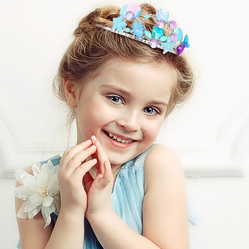 AMCAMI Mermaid Crown Seashell Mermaid Headbands For Women Fish Scale Hair Accessory Little Mermaid Party Decorations Birthday Girl Headband Mermaid Birthday Outfit Mermaid Costume