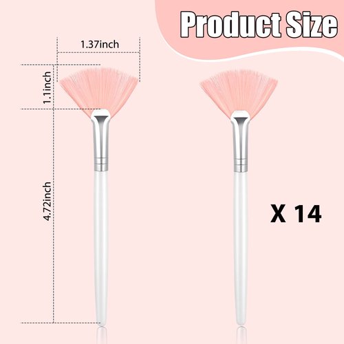 14 Pieces Fan Brushes Facial Applicator Brush Soft Fan Brushes Acid Applicator Brush Cosmetic Makeup Applicator Tools for Mud Cream (Pink)