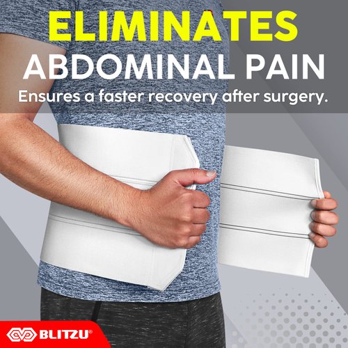 BLITZU 9" 3 Panels Postpartum Belly Band, Stomach Abdominal Binder, Compression Wrap Support Belt Post Surgery Recovery, Hernia, C-Section, Stabilize Core, Prevent Injury, Improve Muscle Tone L-XL