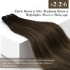 Sunny Hair Extensions Sew in Brown Balayage Weft Hair Extensions Ombre Dark Brown to Medium Brown Human Hair Extensions Weft Brown Sew in Hair Extensions Real Human Hair for Thin Hair 14inch 70g