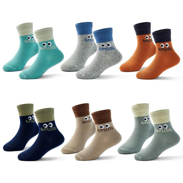 Big Boys Seamless Toe Socks Kids Cotton Crew Socks Colorful Quarter Socks 8-10 Years