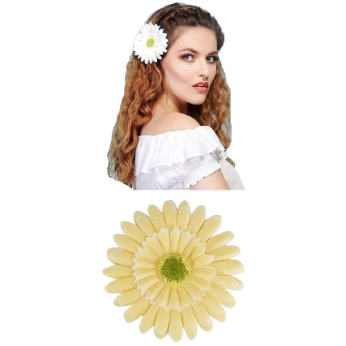 Lawie 18 Pack Fake Artificial Silk Gerbera Daisy Flower Sunflower Daisies Hair Clips Barrettes Clamp Clasps Bow With Alligator Brooch Pin Tropical Hair Pieces Accessories African Holiday Wedding Party