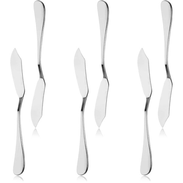 KINMINGZHU 6pcs Stainless Steel Butter Knife, Cheese/Butter Spreaders, Breakfast Spreads Knives,Cheese and Condiments(Silver