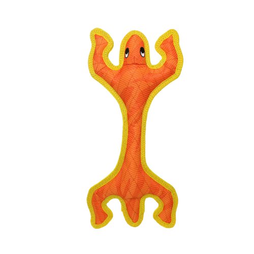 DURA FORCE - Durable Woven Fiber - Lizard Orange & Yellow- Squeakers - Multiple Layers. Made Durable, Strong & Tough. Interactive Play Dog Toy (Tug, Toss & Fetch). Machine Washable & Floats (Regular)