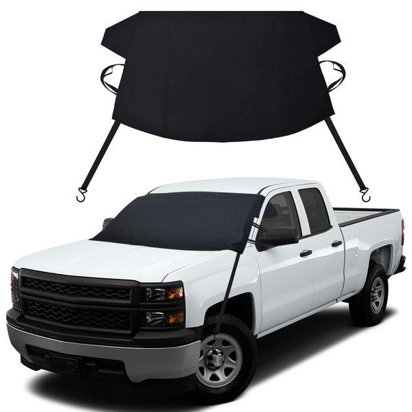 EcoNour Windshield Snow Cover Compatible with Chevy Silverado 1500-3500 | Windshield Cover for Ice and Snow | Enhanced 600D Oxford Fabric Frost Cover | Water, Heat & Sag-Proof Windshield Cover