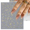 6 Sheets Metallic Nail Art Stickers Shiny Glitter Moon Star Nail Decals 3D Self-Adhesive Gold Silver Rose Gold Heart Love Nail Art Design Nail Art Supplies for Women Girls Nail Decoration Accessories