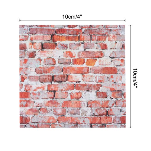 MECCANIXITY Dollhouse Floorboards 4 x 4 Inch Red Brick Dollhouse Wallpaper and Flooring for Dollhouse Accessories 6 Pcs