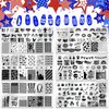 DANNEASY 6 Pieces Independence Day Nail Stamping Plate 4th of July Nails Design Nail Stamps Nail Stencils Stamping Plates for Nails Manicure Template Nail Art Tools DIY Nails Accessories