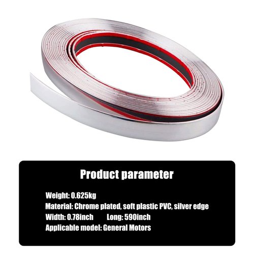 NGHEY Pack-1 Car Chrome Trim Molding, 49.2 Ft x 0.78" Body Window Seal Rubbing Strip, Bumper Anti-Collision Strip, Universal for Auto DIY Shiny Self-Adhesive Strip (Silver)