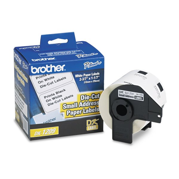 Brother DK-1209 Small Address Labels, White, 2 1/2" x 1 1/2", Roll of 800