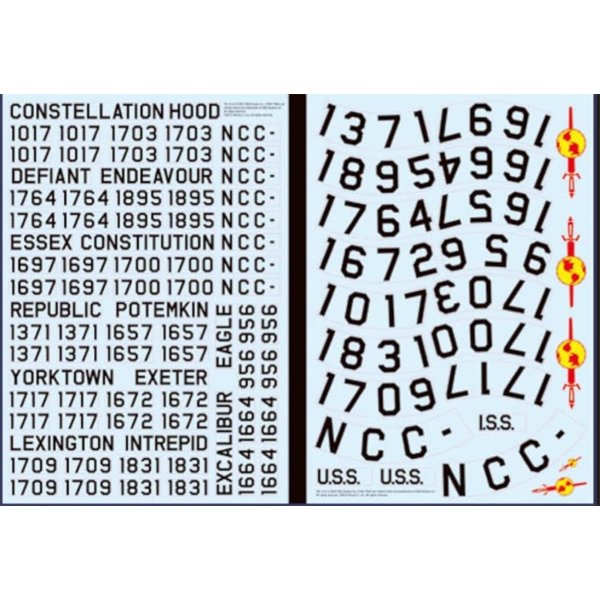 Round2 MKA010/12 1/350 Star Trek USS Enterprise Registry Decals Plastic Model Railway Accessory, Hobby, Model Building, Multicoloured