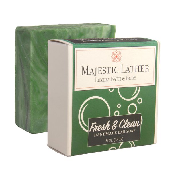 Fresh & Clean Luxury Bar Soap for Face, Body, Oily & Sensitive Skin, Eczema, Psoriasis and ACNE. Purifying & Nourishing with Activated Charcoal. Natural Cold Process Handmade in the USA. 5.0 Oz