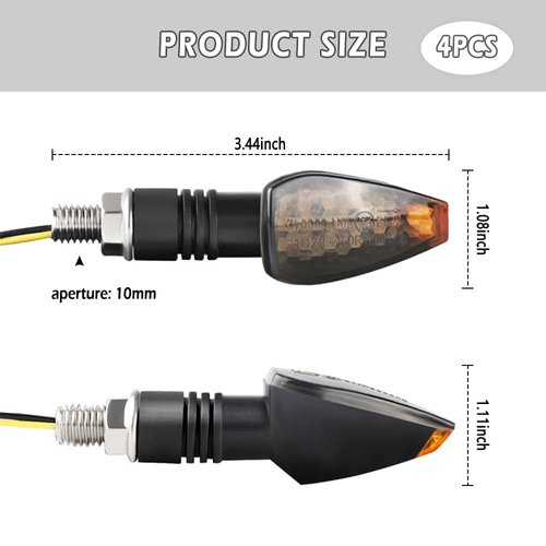 4PCS Motorcycle Turn Signals - 14LED 12V Bright Amber Lamp Motorcycle Blinkers - Front/Rear Universal Motorcycle Turn Signal Light Compatible with Yamaha Kawasaki Honda