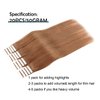 Sassina Semi-permanent Tape in Human Hair Extensions 20pcs 50g Silky Straight Human Hair Extensions Light Auburn Color Invisible Seamless Reusable Tape in Hair Extensions 30# 20 Inch