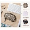 MoKo Sunglasses Case with Carabiner, Unisex PU Shockproof Protective Travel Zipper Eyeglasses Carry Case Glasses Storage Holder for Men Women, Leopard