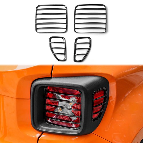 Hoolcar ABS Tail Light Lamp Covers Blinds Rear Taillight Guard for Jeep Renegade 2016-2021, Black