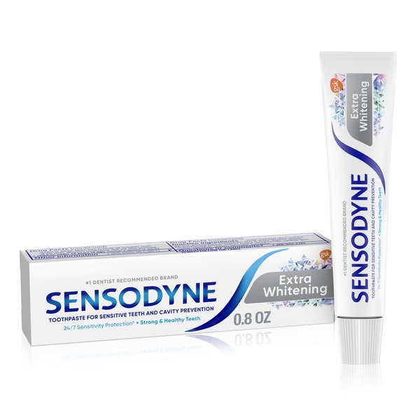 Sensodyne Extra Whitening Toothpaste for Sensitive Teeth, Cavity Prevention and Sensitive Teeth Whitening - 0.8 Ounces