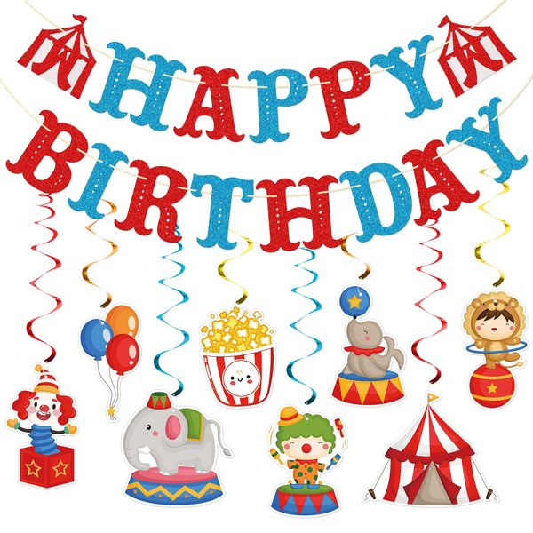 Carnival Birthday Party Decorations, Circus Theme Party Decorations, Carnival Birthday Banner, Carnival Hanging Swirls, Circus Decorations, Carnival Birthday Party Supplies