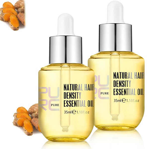 Purc Hair Density Essential Oil, Hair Regrowth Essential Oil, Natural Hair Regrowth Serum for Women & Men Anti-frizz Hair Serum, Hair Care Essential Oil Reduce Dry Hair (2pcs)