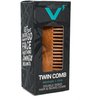 Volt Twin Beard and Mustache Comb for Men - All Natural Pearwood - Double-Sided Travel Size Pocket Comb for Detangling and Styling Beard - Men's Grooming Products