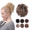 JUVABUN Curled Clip in Hair Buns -Brownish Blonde| Hair Bun Maker | Hair Buns Hair Piece| Curled Hair Bun Scrunchie | Everyday Wear | Washable & Realistic|Hair Bun Clip - Brownish Blonde