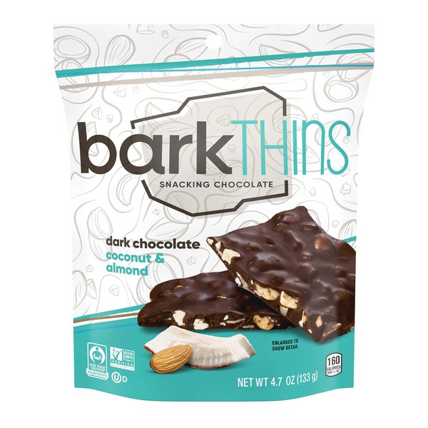 barkTHINS Dark Chocolate Coconut and Almond Snacking Chocolate Bags, 4.7 oz (6 Count)