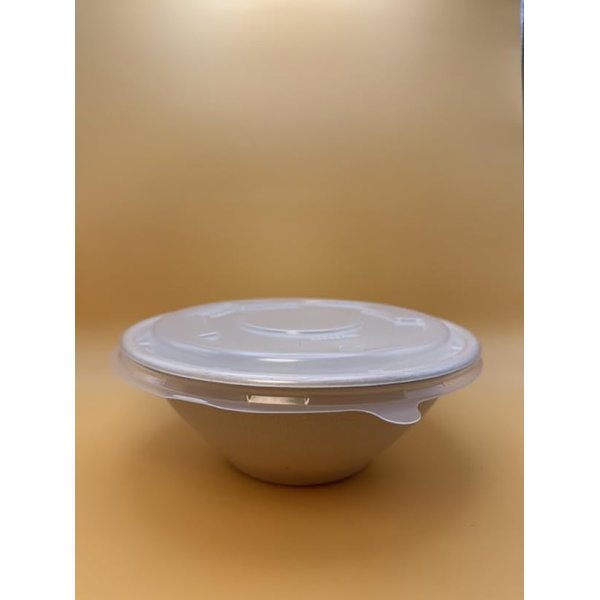 40oz Disposable Sugarcane Bowl with Dome Lids, Big Paper Bowls, Large, Heavy-Duty, Eco-Friendly, Compostable Bowls, Biodegradable Made of Sugar Cane Fibers (150)