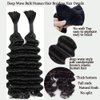 Deep Wave Bulk Human Hair for Braiding 18 inches Deep Bulk Human Hair for Braiding no Weft 95g 2 Bundles Virgin Human Hair Extensions Bulk Curly Human Hair for Boho Braids Natural Black