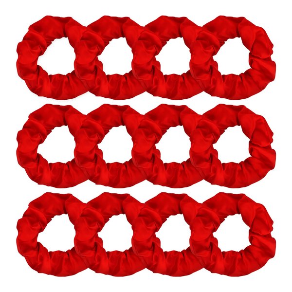 Jaciya 12 Packs Red Hair Scrunchies Satin Scrunchy Elastic Band Hair Bobbles Scrunchies Hair Ties Ponytail Holder Hair Accessories for Women Girls