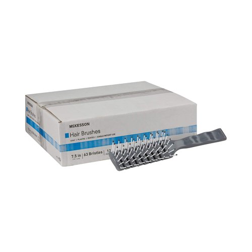 McKesson Plastic Hairbrush, Hair Brush, Single Patient Use, Grey, 7.7 in, 12 Count